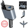 4-in-1 RETRACTABLE CAR PHONE CHARGER-120W