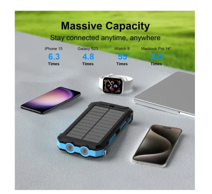 Yelomin 49800mAh Solar Power Bank with Wireless Charging & Flashlight