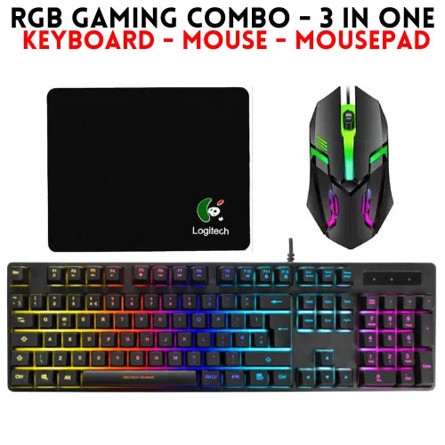 RGB Gaming Keyboard & Mouse Combo | 7-Colour Wired Set