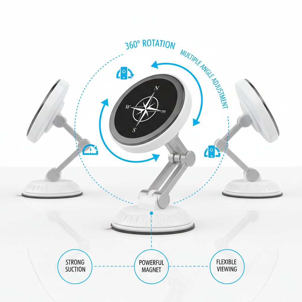 Magnetic Phone Holder 360 Degree Rotation Feature