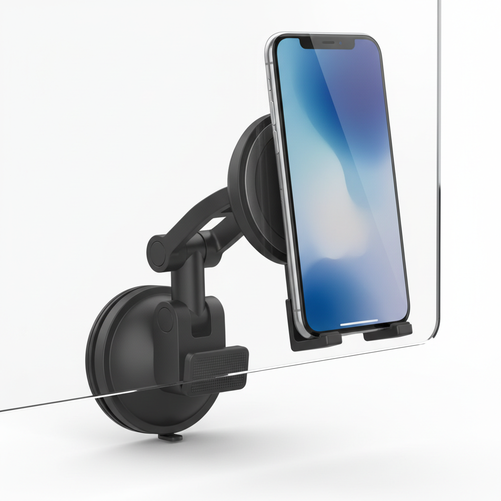 Magnetic Vacuum Suction Cup Phone Holder with Smartphone
