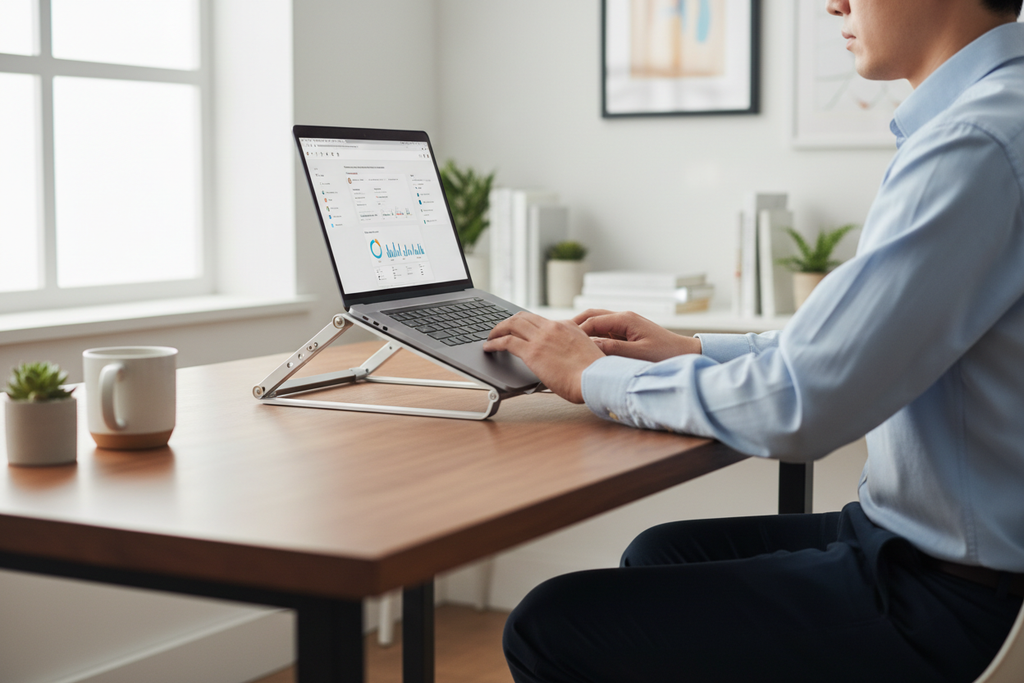 Laptop Stand Lifestyle Shot - Ergonomic Work Setup