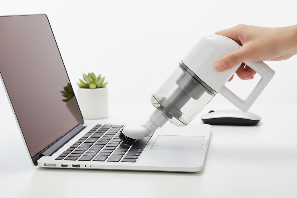Mini Vacuum Cleaner Cleaning Laptop Keyboard - Lifestyle Shot
